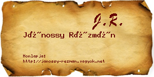Jánossy Rézmán névjegykártya
